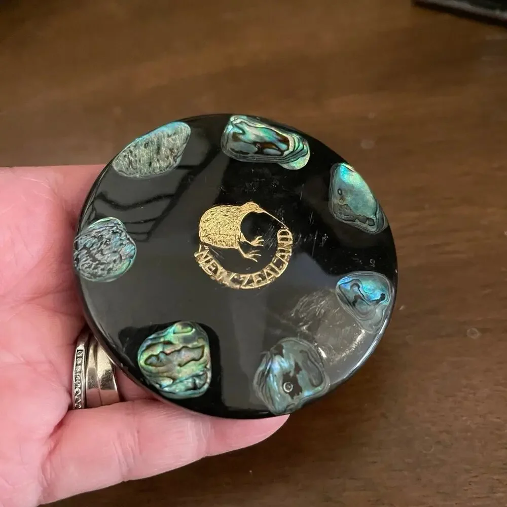 New Zealand resin paperweight Kiwi bird and Paua abalone shell